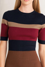 FALL RHYTHM COLOR BLOCKED MIDI SWEATER DRESS Flying Tomato