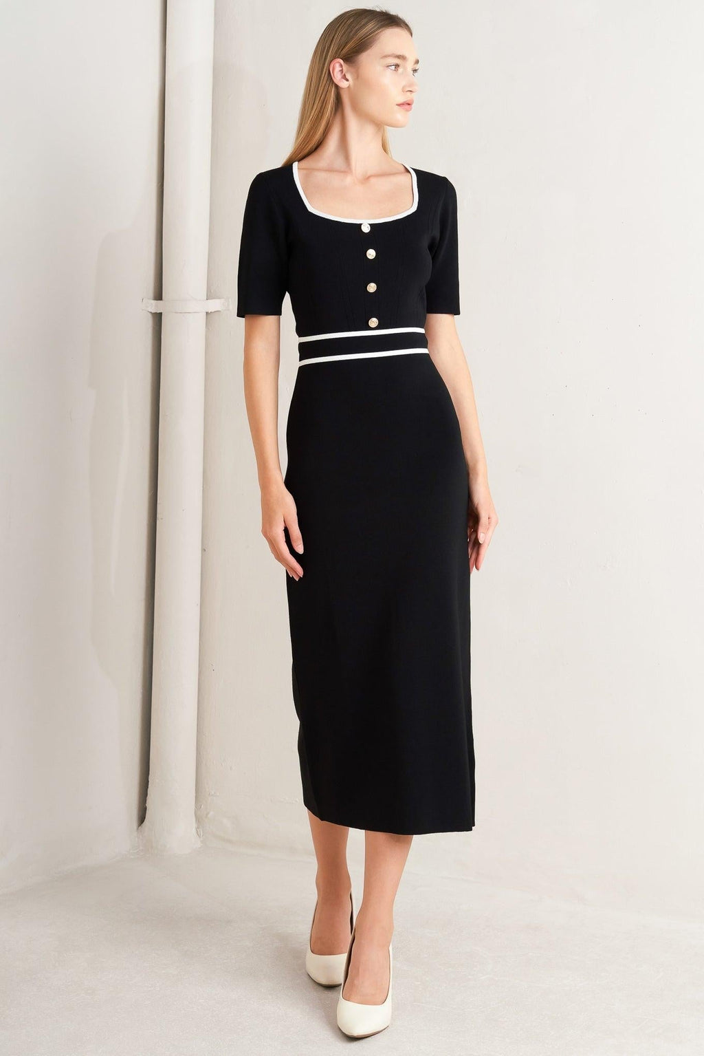 ELEGANT FRAME SWEATER KNIT MIDI DRESS Flying Tomato