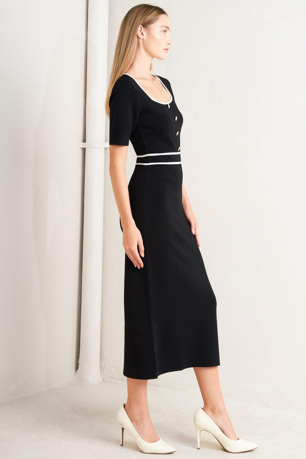 ELEGANT FRAME SWEATER KNIT MIDI DRESS Flying Tomato