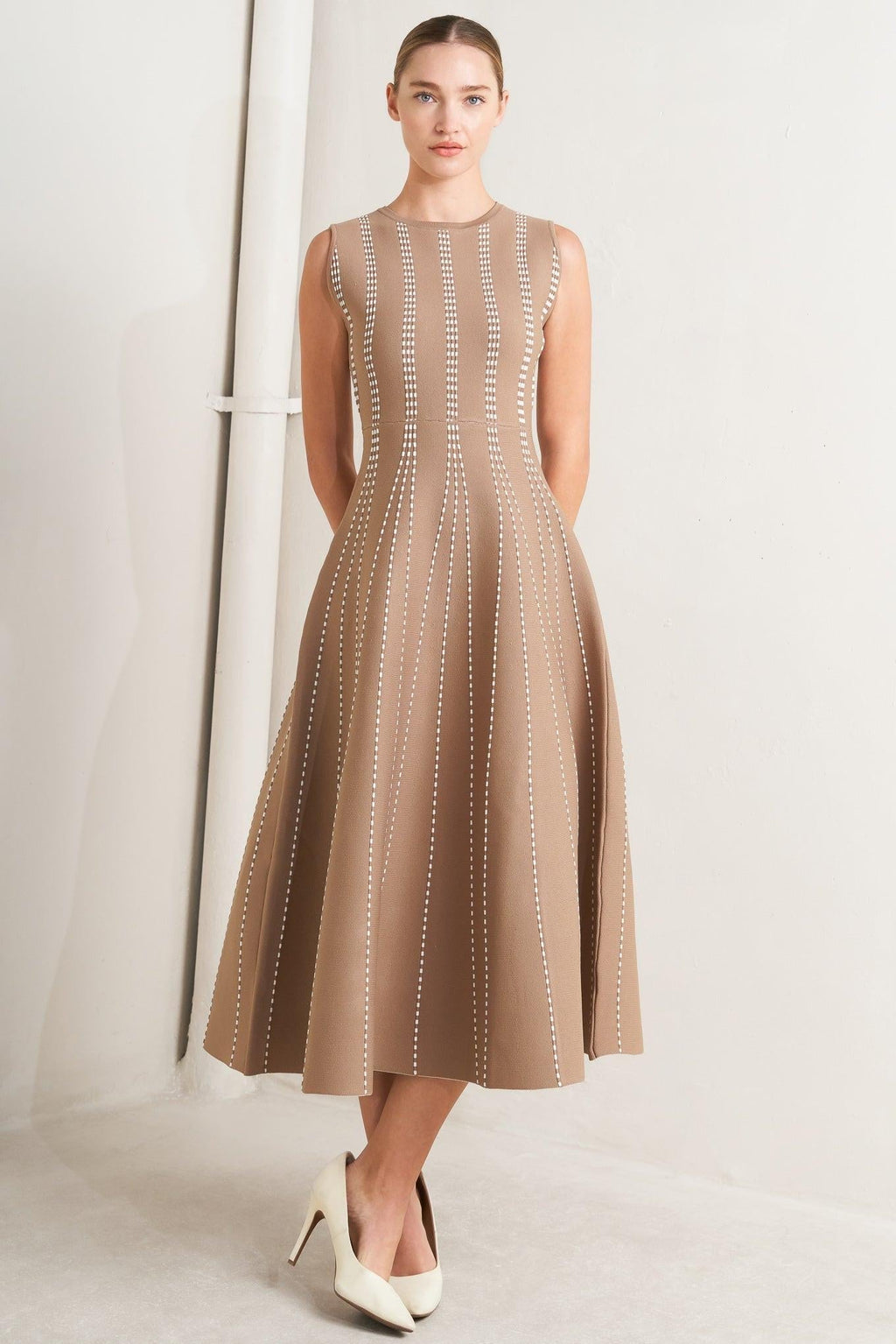 PERFECTLY POISED JACQUARD SWEATER MIDI DRESS Flying Tomato