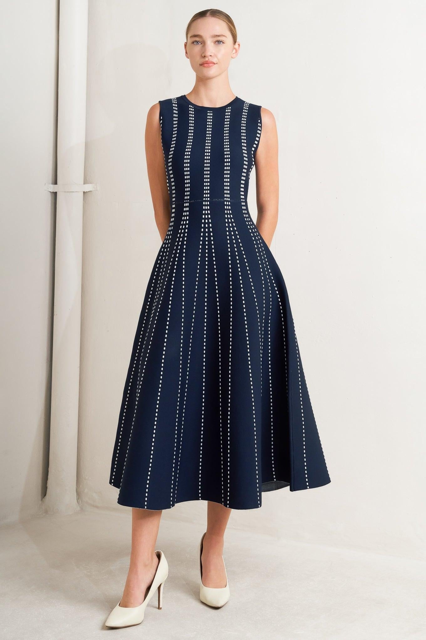 PERFECTLY POISED JACQUARD SWEATER MIDI DRESS Flying Tomato
