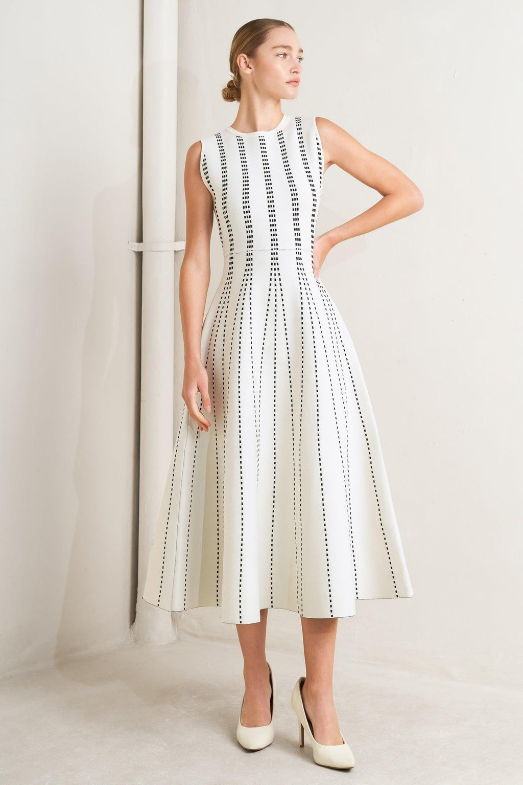 PERFECTLY POISED JACQUARD SWEATER MIDI DRESS Flying Tomato