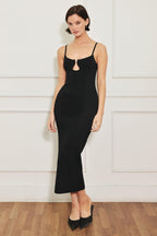 WESTERN EDGE BLACK SWEATER KNIT MIDI DRESS Flying Tomato