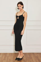 WESTERN EDGE BLACK SWEATER KNIT MIDI DRESS Flying Tomato