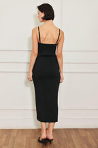 WESTERN EDGE BLACK SWEATER KNIT MIDI DRESS Flying Tomato