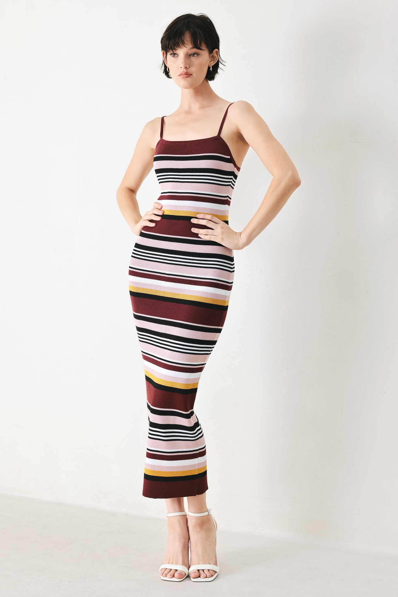 MIDNIGHT STRIPE SWEATER KNIT MIDI DRESS Flying Tomato
