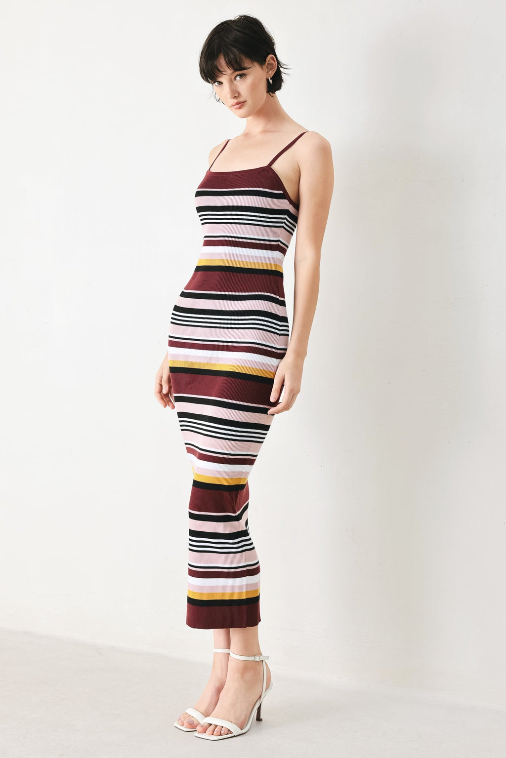 MIDNIGHT STRIPE SWEATER KNIT MIDI DRESS Flying Tomato