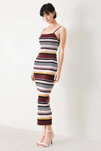 MIDNIGHT STRIPE SWEATER KNIT MIDI DRESS Flying Tomato