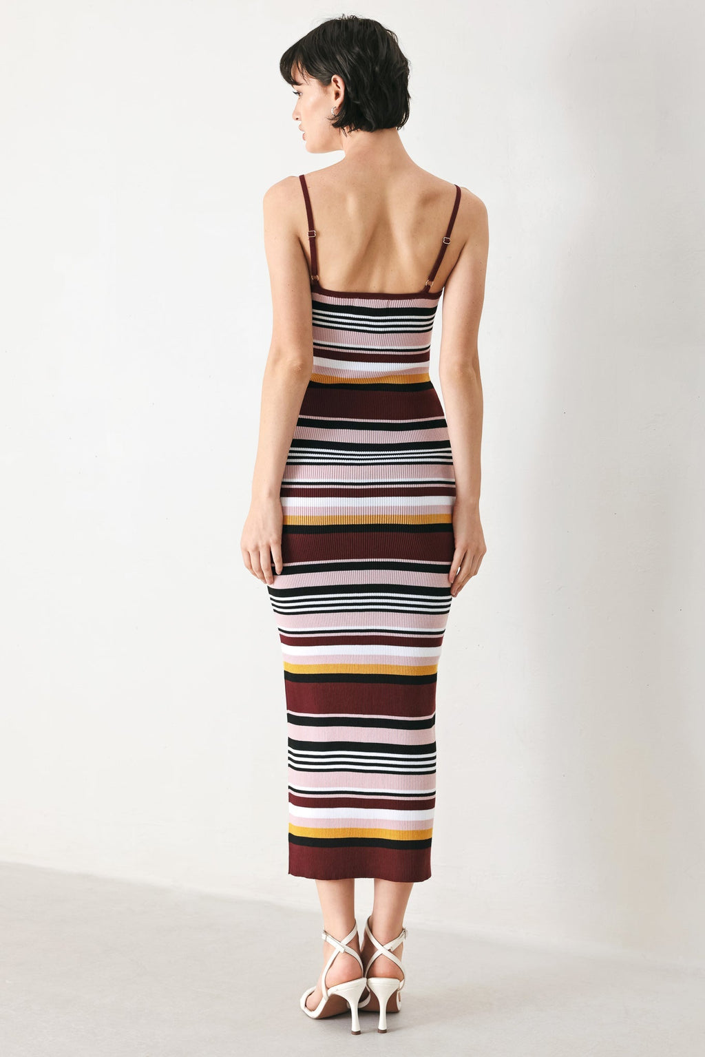 MIDNIGHT STRIPE SWEATER KNIT MIDI DRESS Flying Tomato