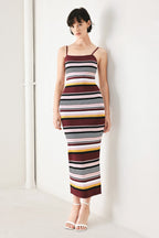 MIDNIGHT STRIPE SWEATER KNIT MIDI DRESS Flying Tomato