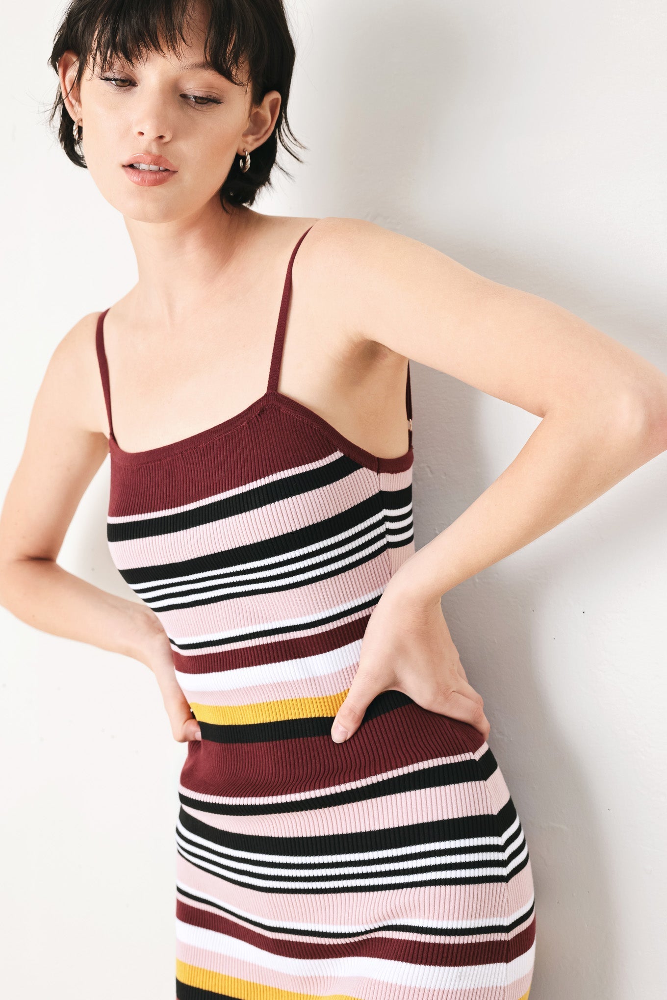 MIDNIGHT STRIPE SWEATER KNIT MIDI DRESS Flying Tomato