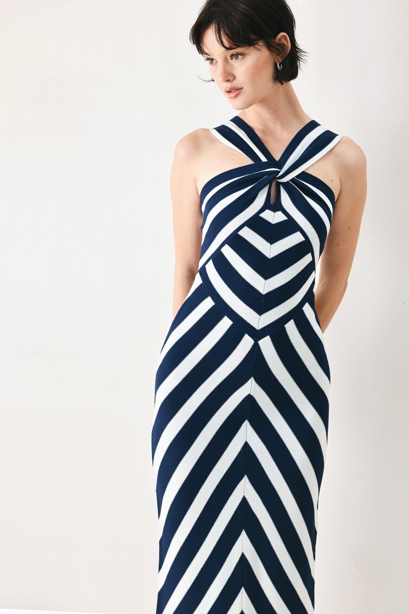 DEEP BLUE LOVE SWEATER KNIT MIDI DRESS