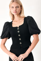 HEARTS ON YOU SWEATER KNIT TOP Flying Tomato