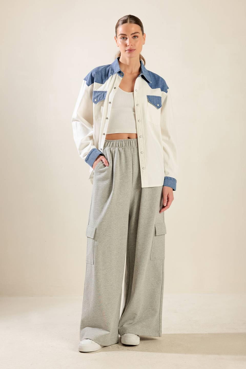 KEEP IT GOING WOVEN AND DENIM SHIRT Flying Tomato