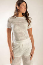 PRESENCE OF LOVE SEMI SHEER KNIT TOP Flying Tomato