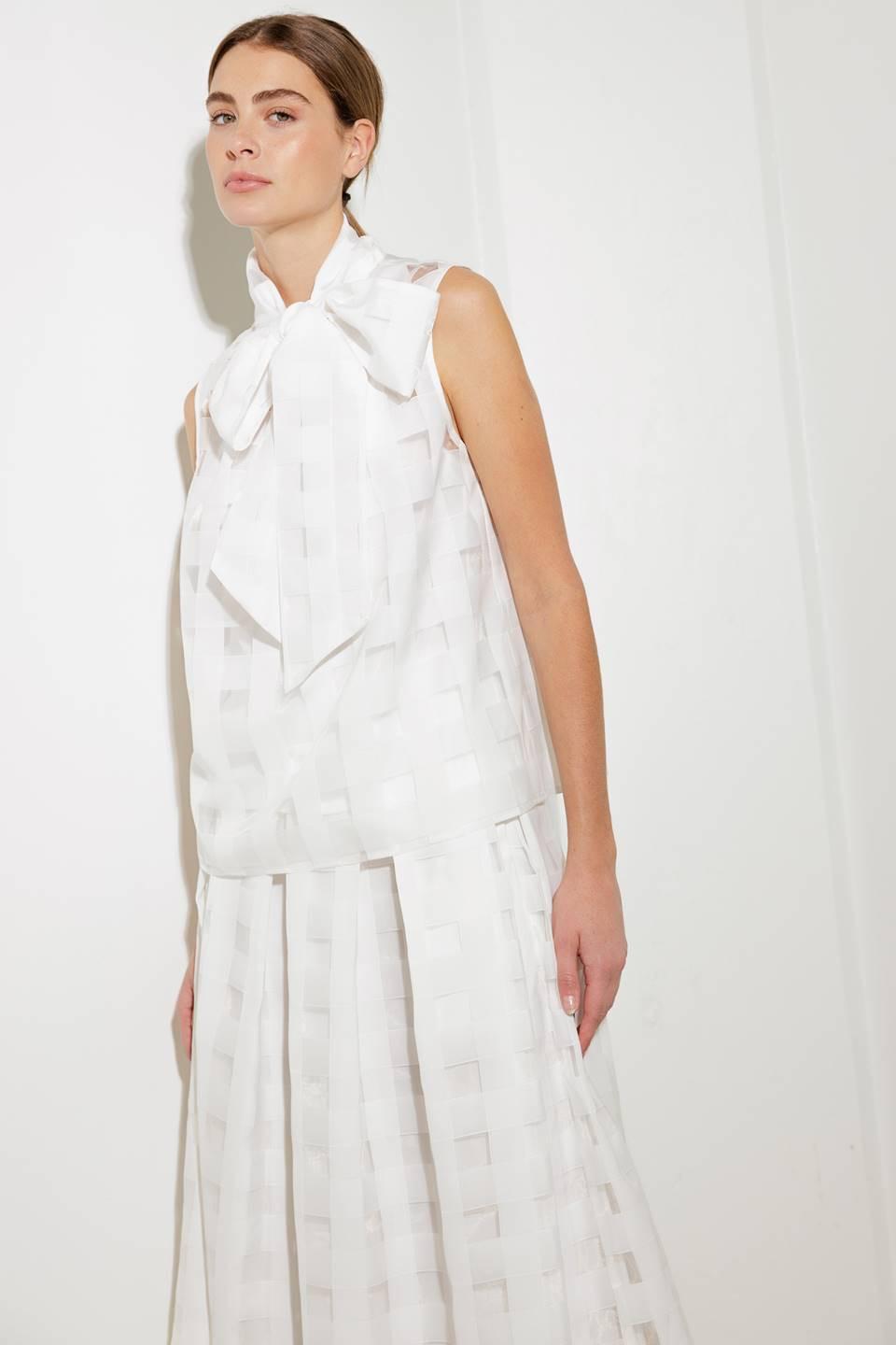LIVE FOR US WHITE WOVEN ORGANZA TOP Flying Tomato
