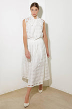 LIVE FOR US WHITE WOVEN ORGANZA TOP Flying Tomato