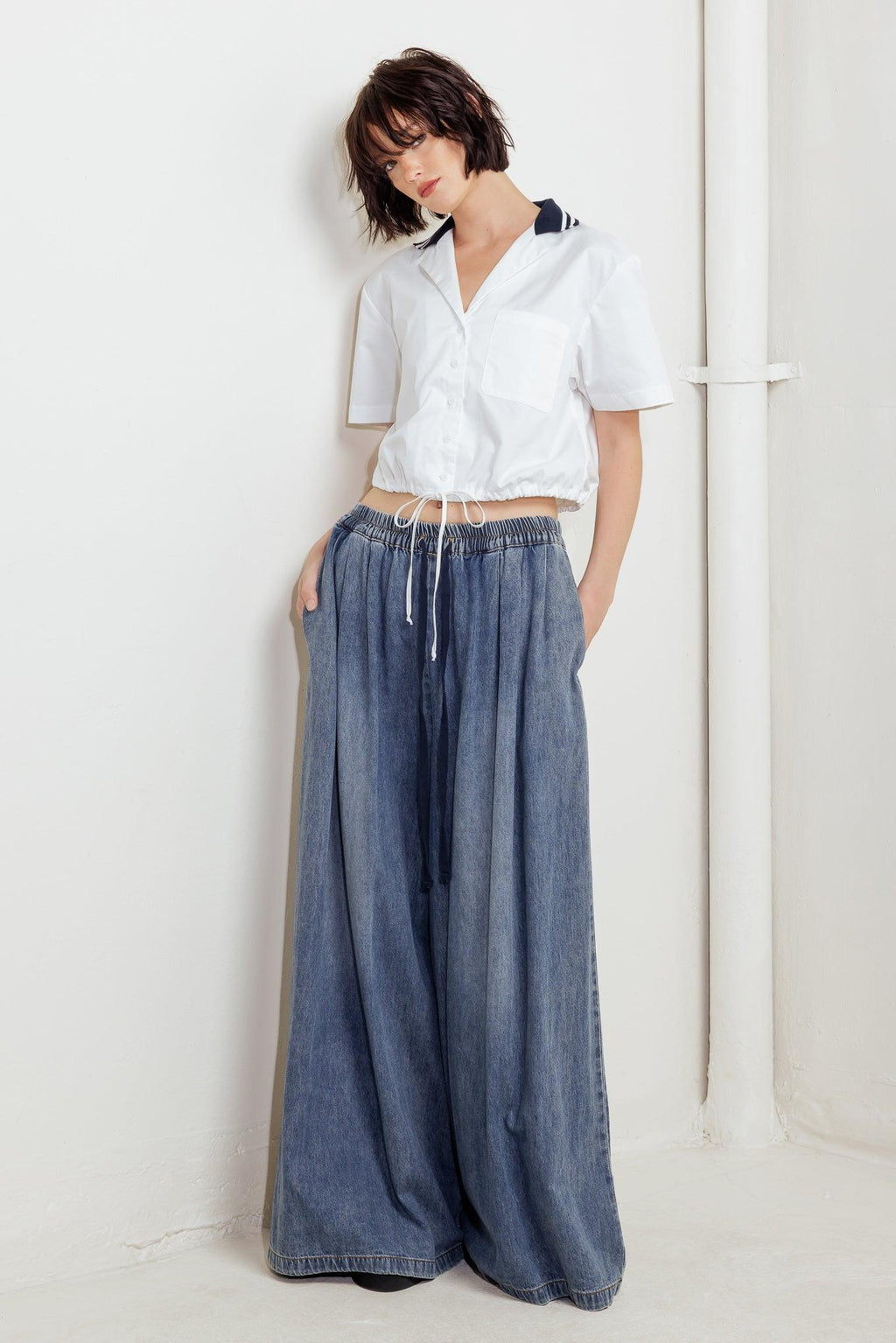 COASTAL COLLAR WOVEN CROP TOP Flying Tomato