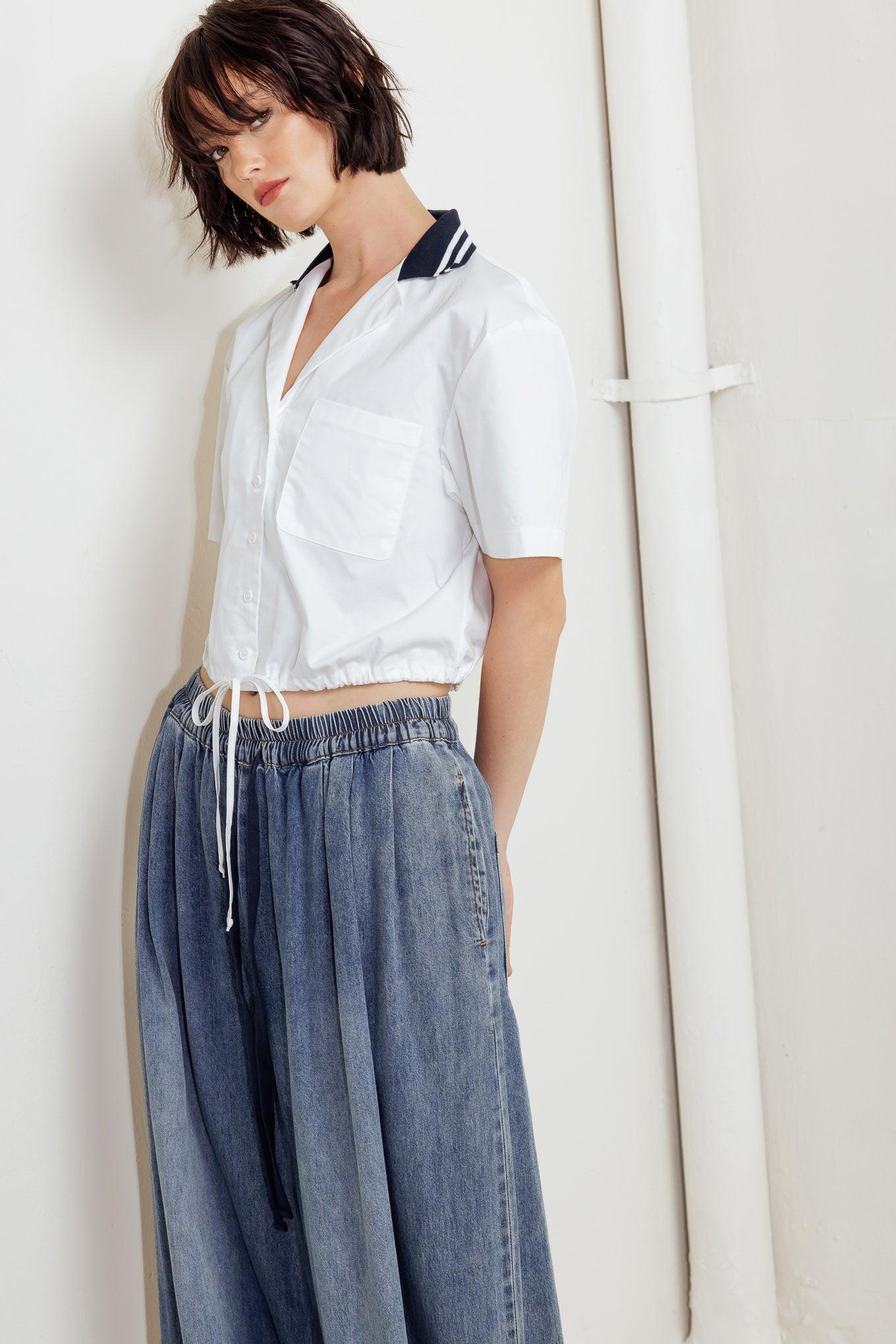 COASTAL COLLAR WOVEN CROP TOP Flying Tomato