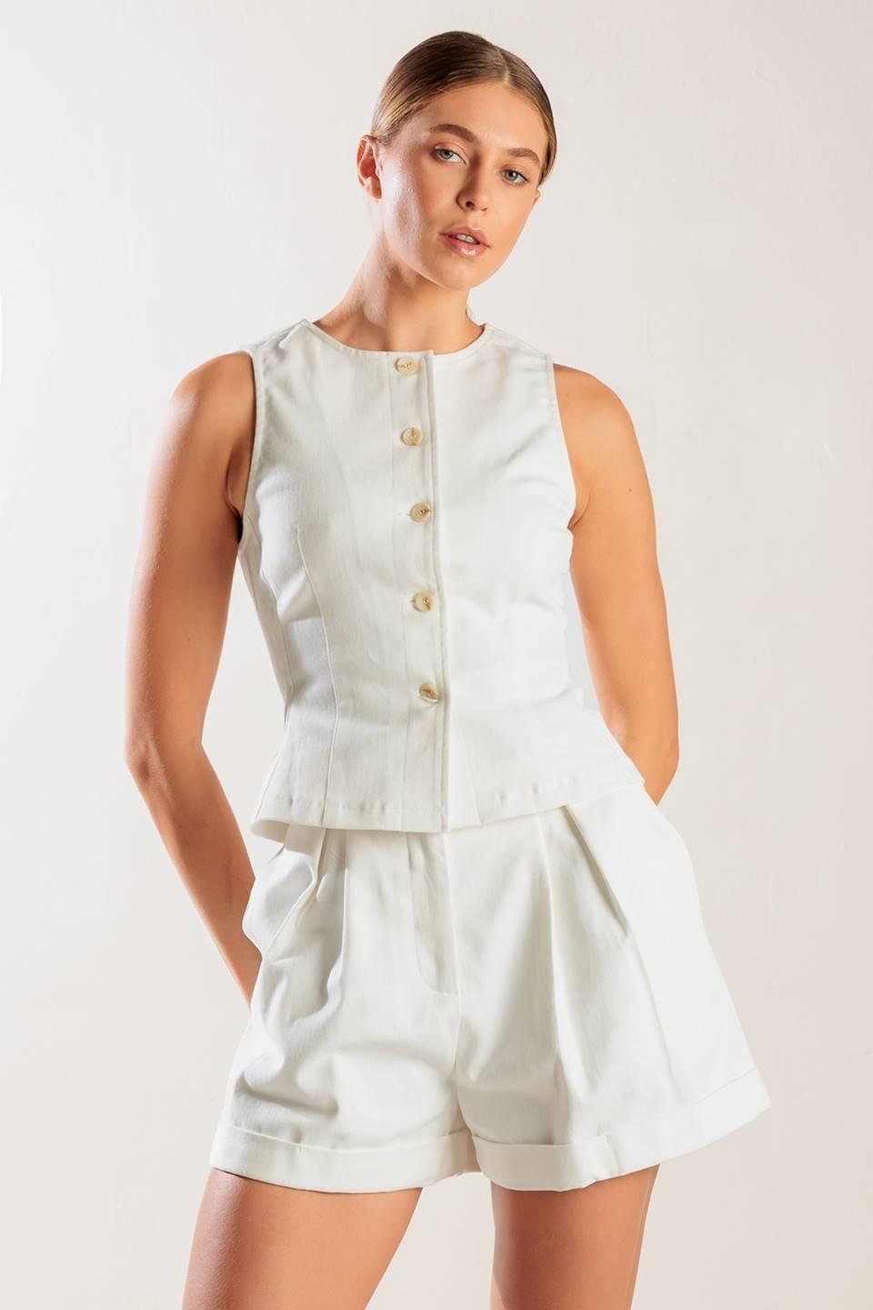 LOVE LETTERS WHITE WOVEN VEST Flying Tomato