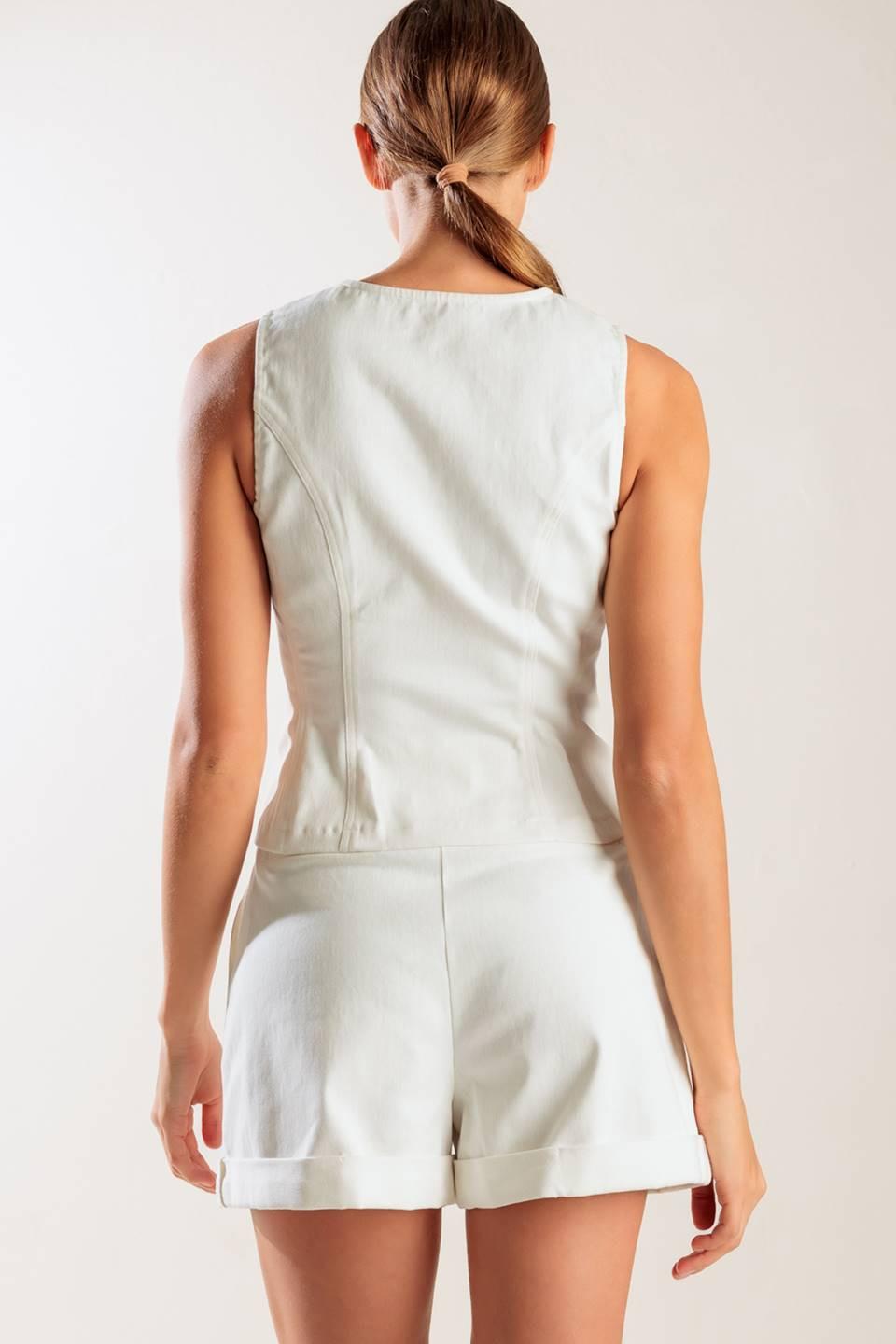 LOVE LETTERS WHITE WOVEN VEST Flying Tomato