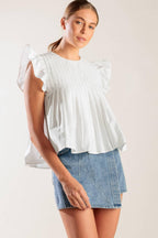 MEMORIES IN FOCUS WHITE WOVEN TOP Flying Tomato