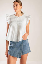 MEMORIES IN FOCUS WHITE WOVEN TOP Flying Tomato