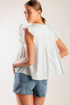 MEMORIES IN FOCUS WHITE WOVEN TOP Flying Tomato