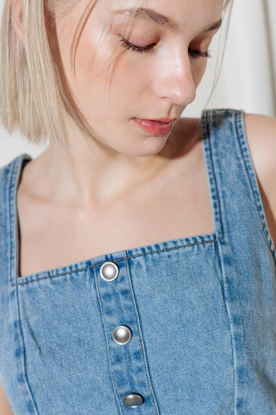 EVER SO SWEET LIGHT INDIGO DENIM TOP Flying Tomato
