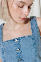 EVER SO SWEET LIGHT INDIGO DENIM TOP Flying Tomato
