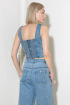 EVER SO SWEET LIGHT INDIGO DENIM TOP Flying Tomato