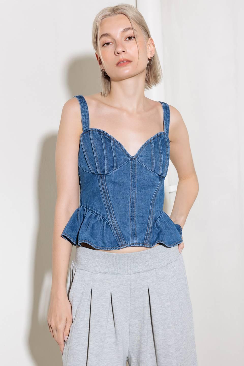 WHISPER SOFTLY BLUE DENIM TOP Flying Tomato