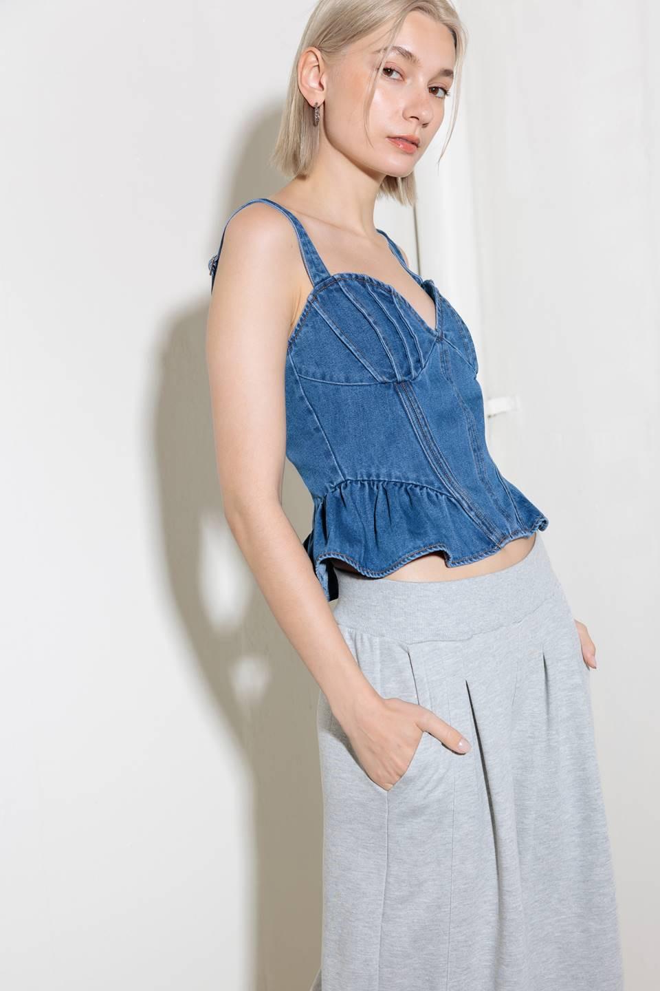 WHISPER SOFTLY BLUE DENIM TOP Flying Tomato