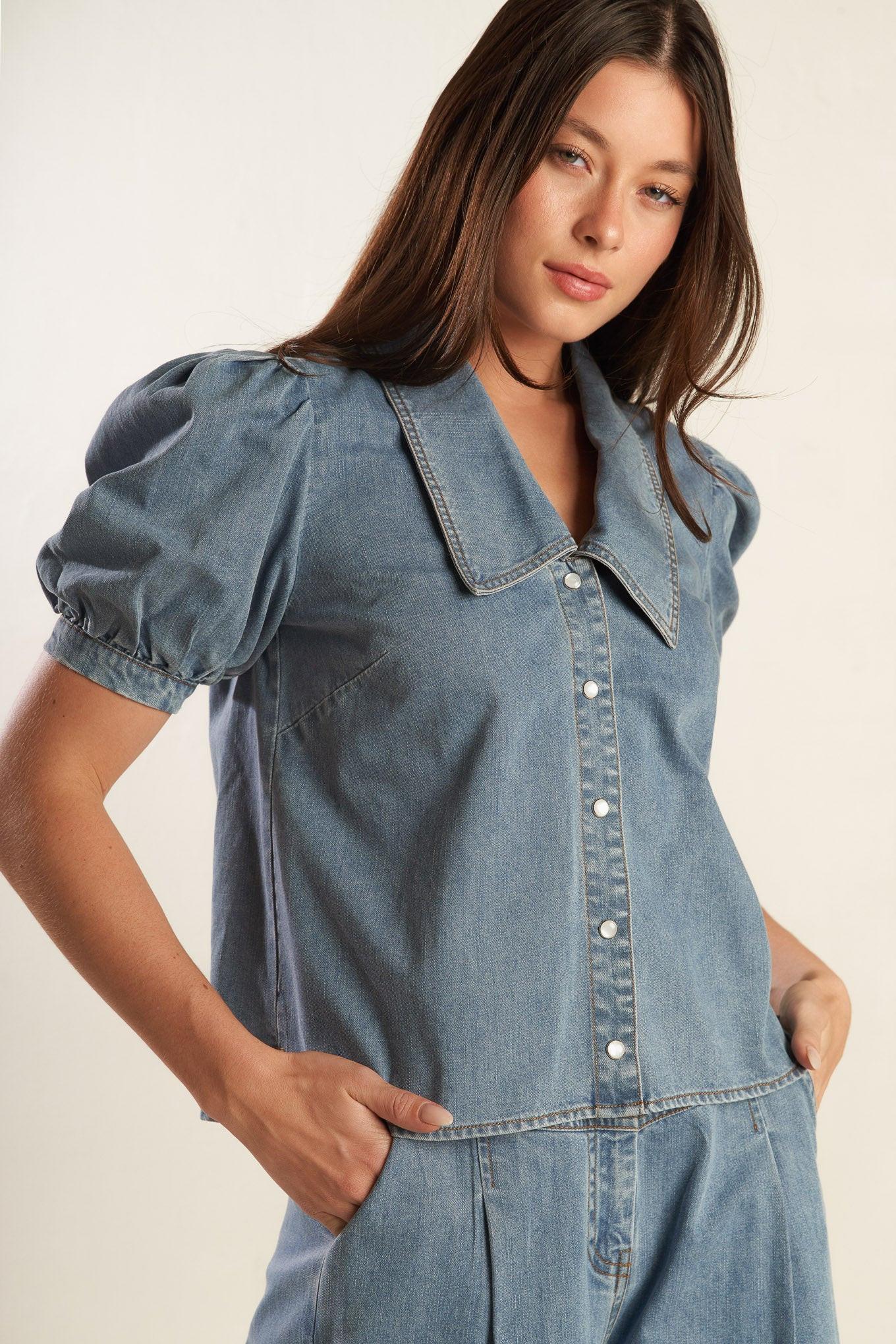 ETERNAL SUNSHINE CHAMBRAY DENIM TOP Flying Tomato