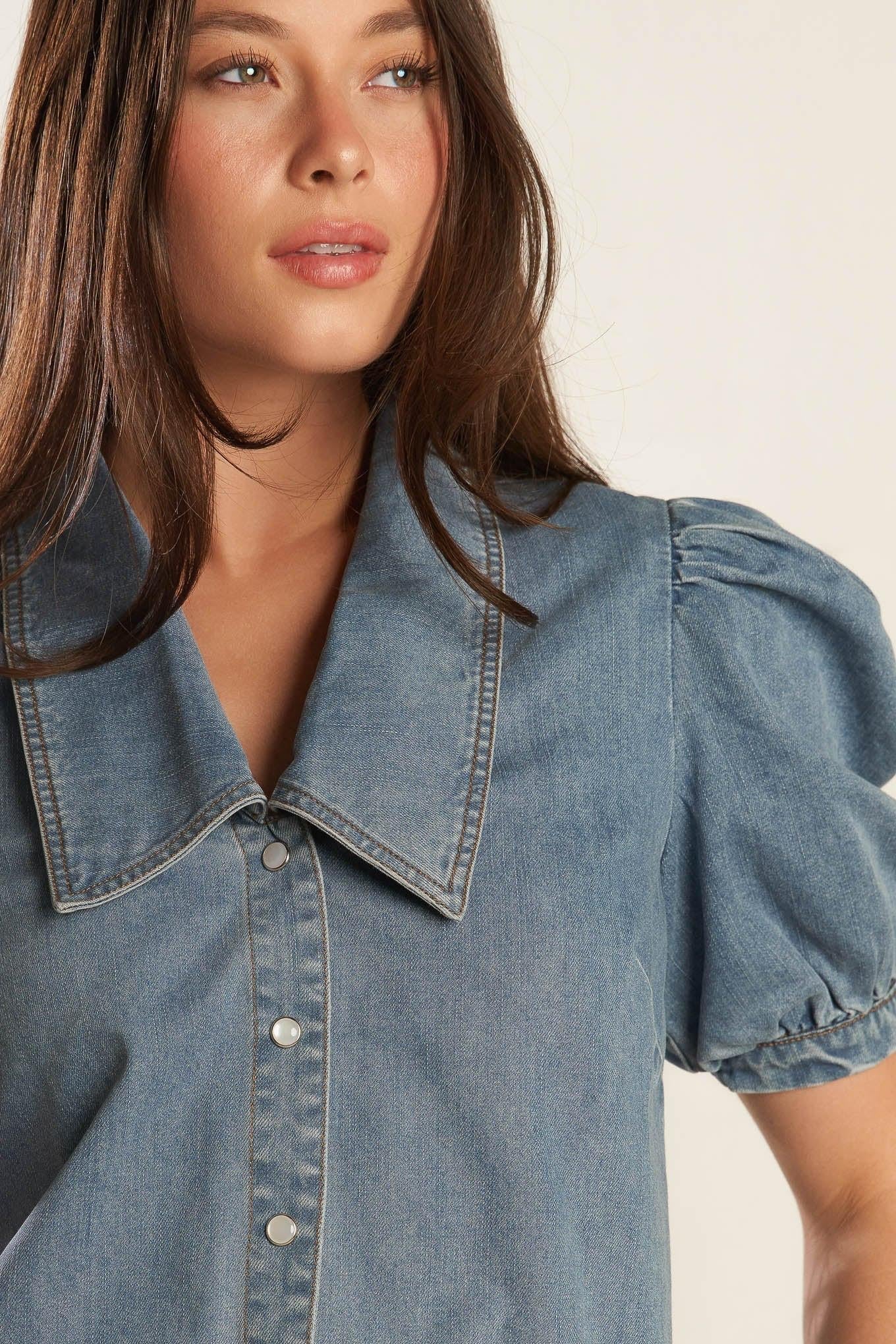 ETERNAL SUNSHINE CHAMBRAY DENIM TOP Flying Tomato