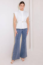 ON CLOUD NINE WHITE WOVEN TOP Flying Tomato