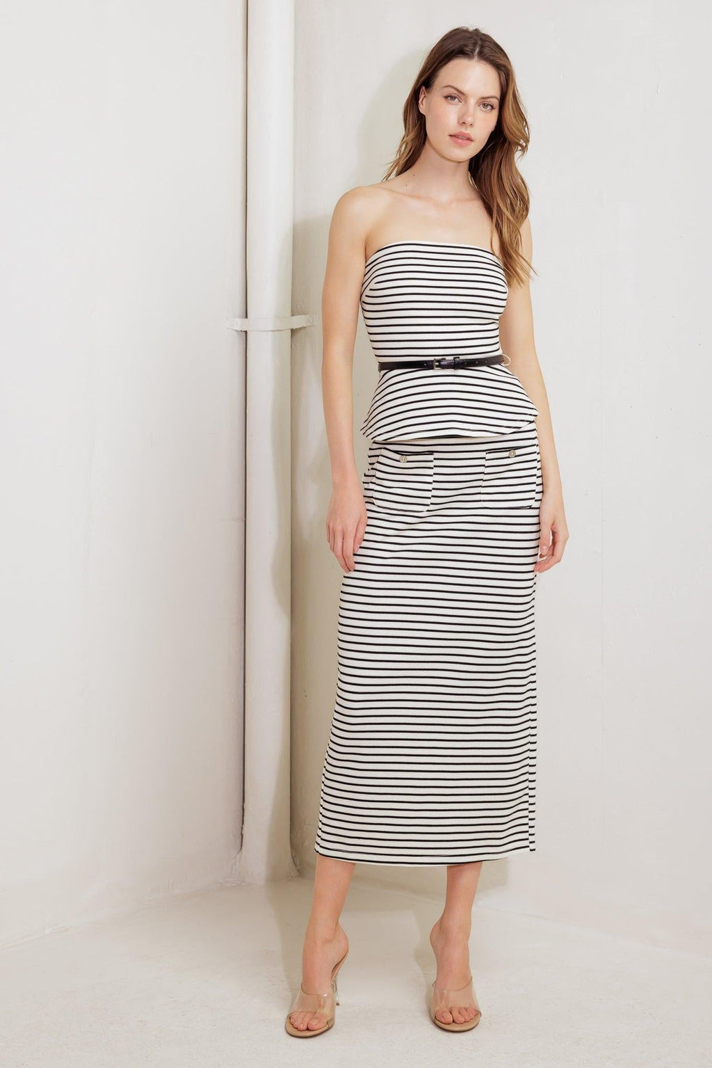 WINDING PATH STRIPED WOVEN TUBE TOP Flying Tomato