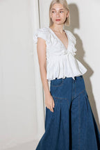 SLOW DOWN IN WHITE WOVEN TOP Flying Tomato