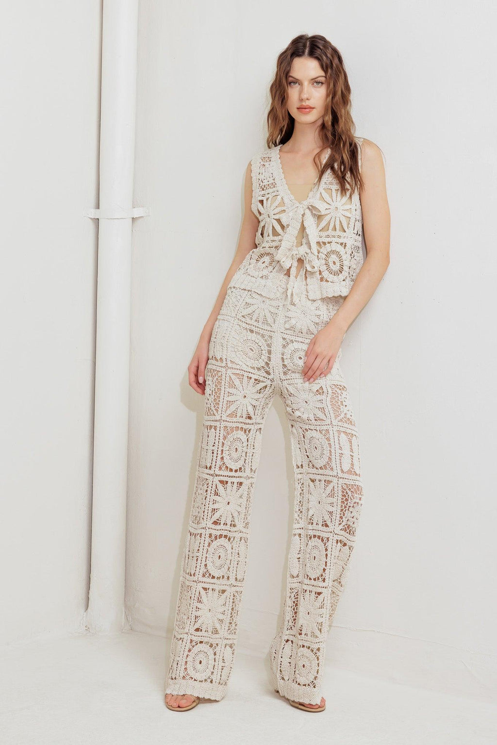 COASTAL BREEZE CROCHET VEST AND PANT SET Flying Tomato