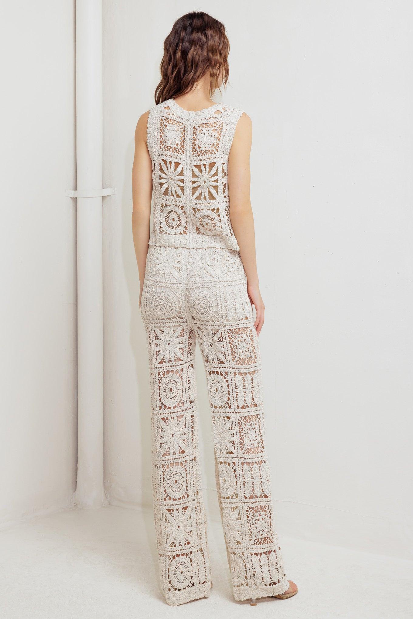 COASTAL BREEZE CROCHET VEST AND PANT SET Flying Tomato