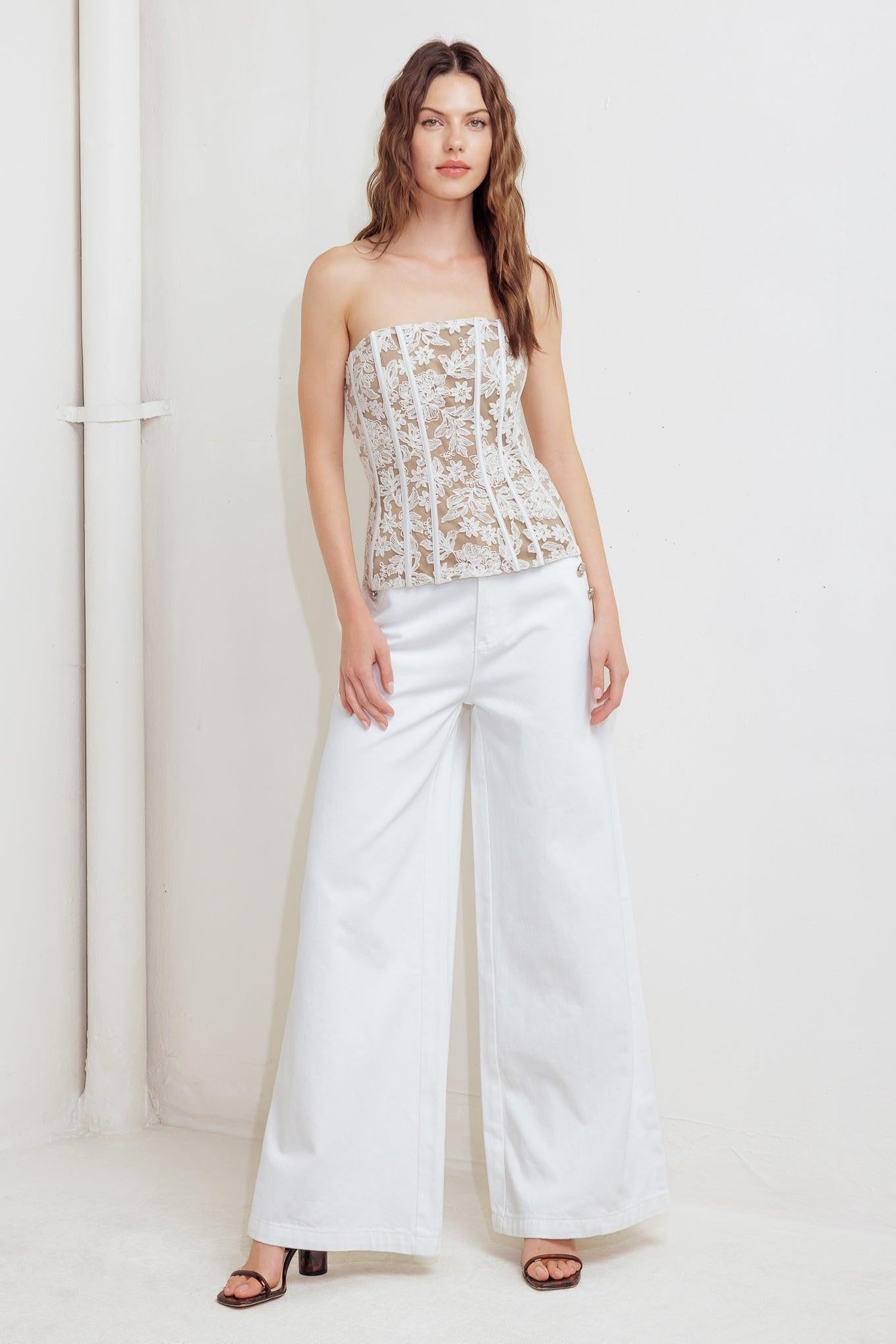 CAFE SOCIETY LOOK WOVEN LACE TOP Flying Tomato