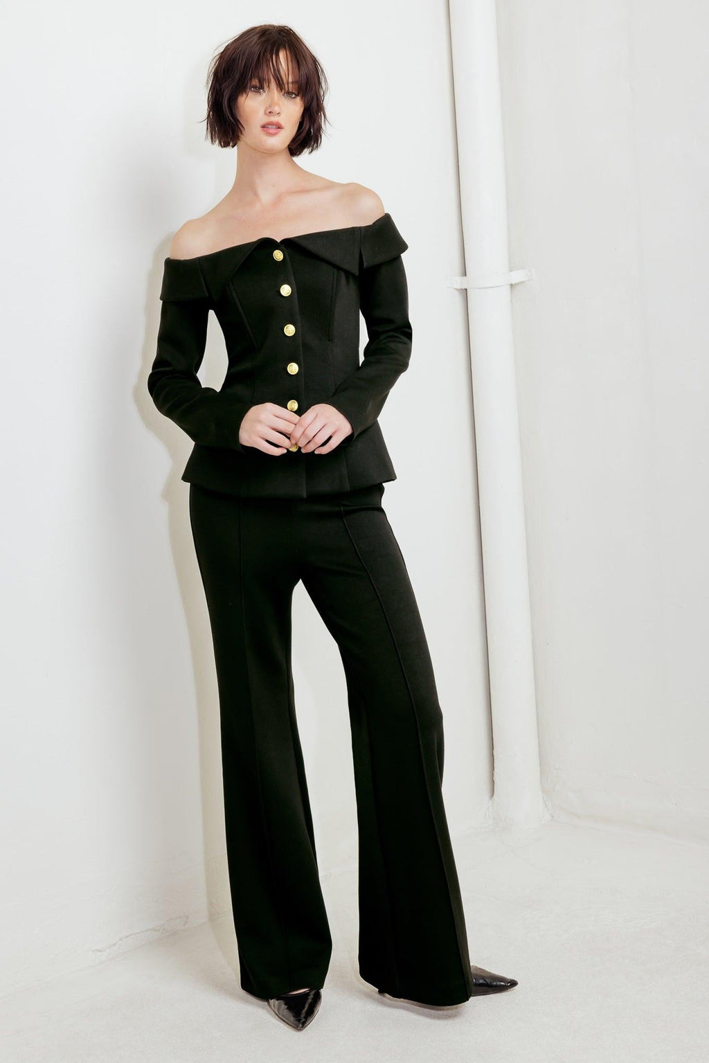 MODERN FLOW BLACK WOVEN TOP Flying Tomato