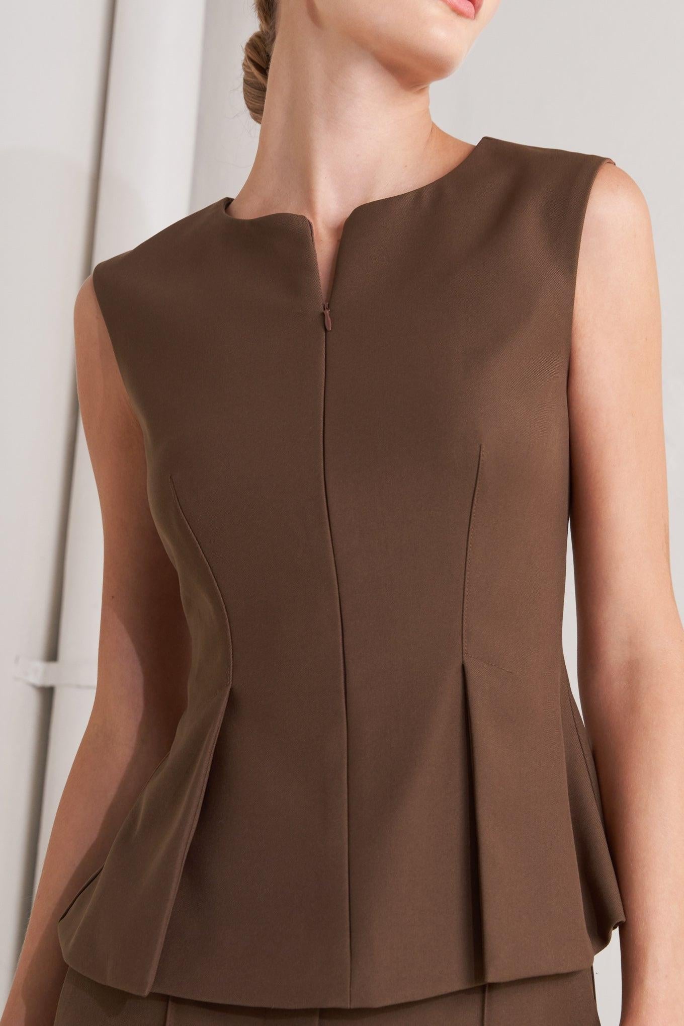 MONDAY FLOW BROWN WOVEN TOP Flying Tomato