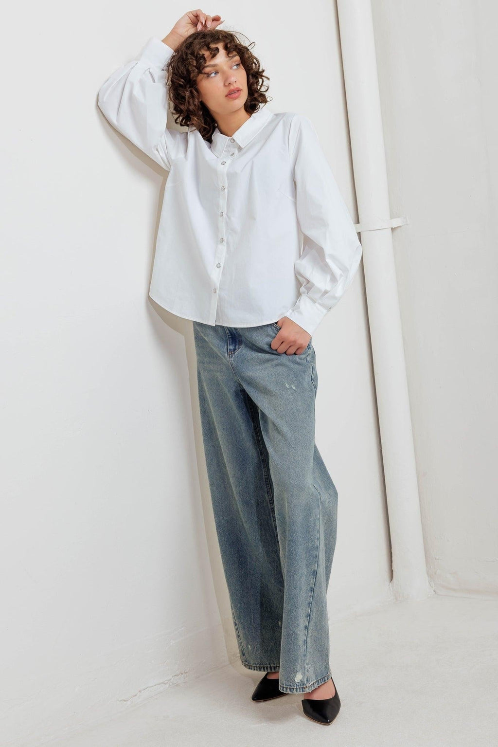 WHITE NOISE SOLID WOVEN TOP Flying Tomato