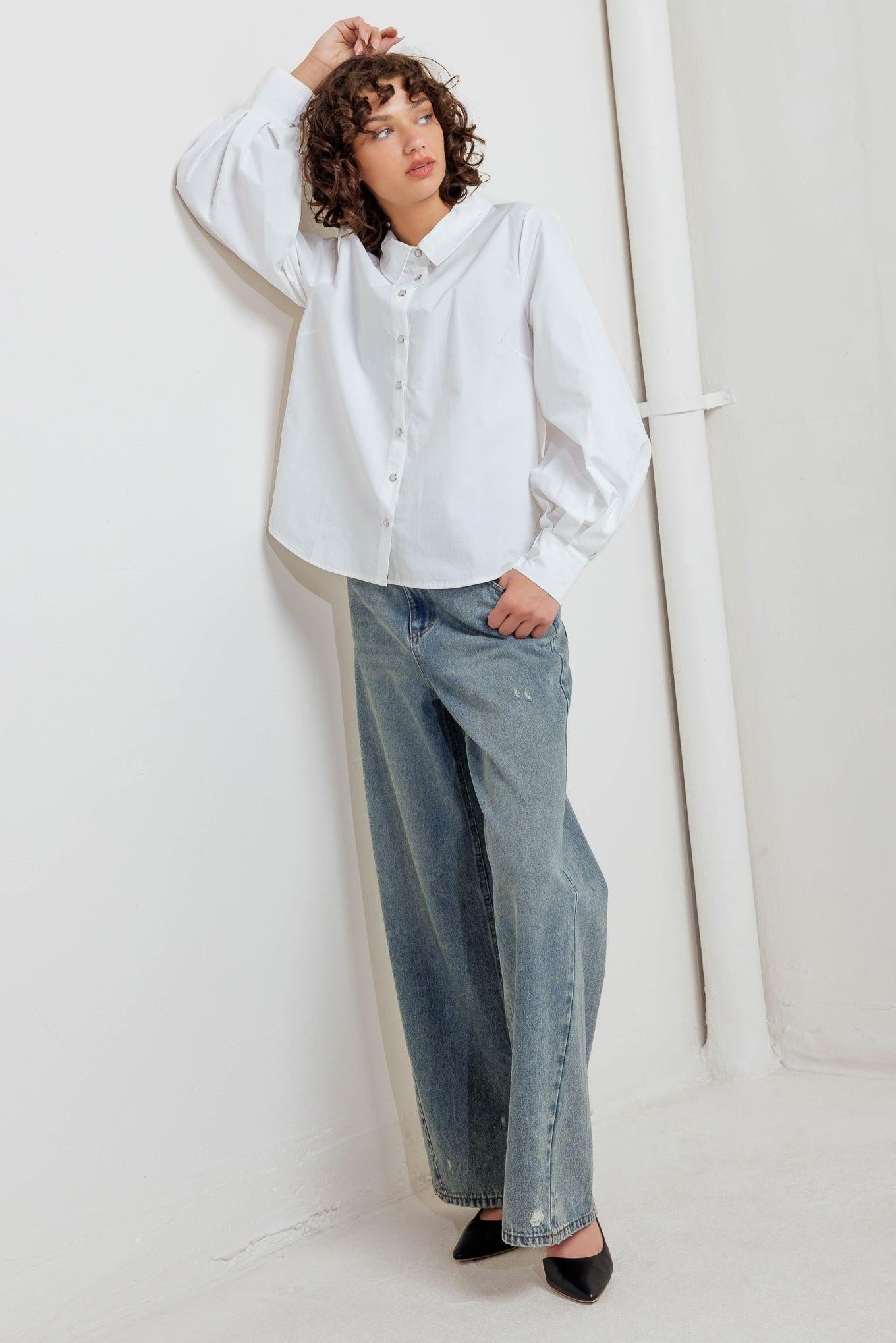 WHITE NOISE SOLID WOVEN TOP Flying Tomato
