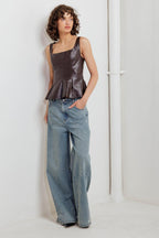 URBAN CHIC MINIMALISM FAUX LEATHER TOP Flying Tomato