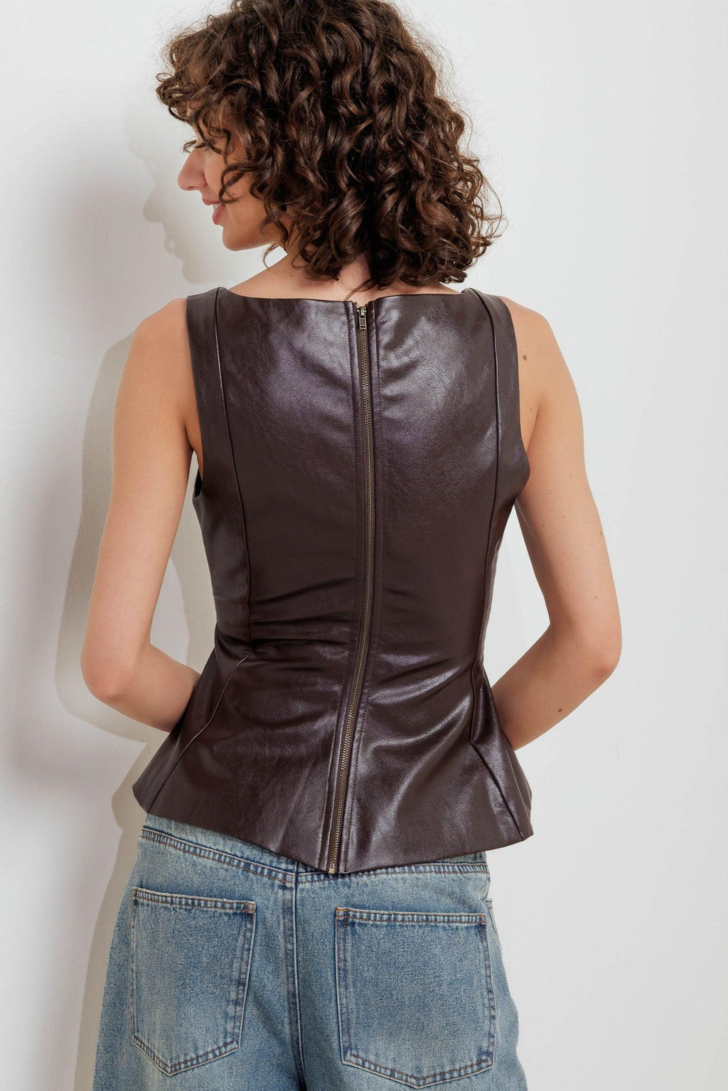 URBAN CHIC MINIMALISM FAUX LEATHER TOP Flying Tomato