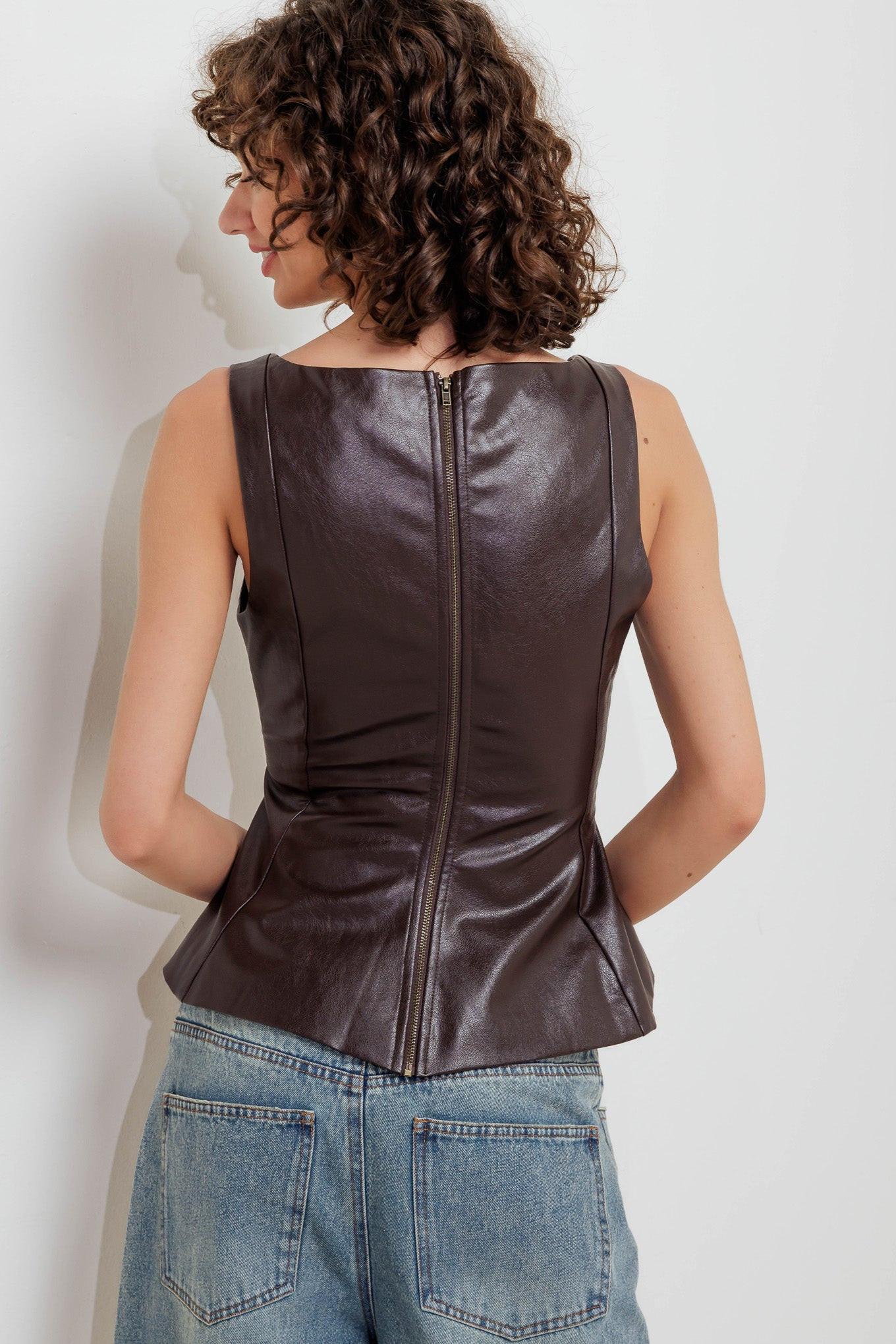 URBAN CHIC MINIMALISM FAUX LEATHER TOP Flying Tomato