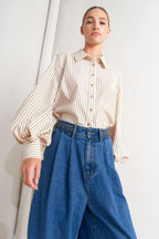 PINSTRIPE CHIC WOVEN TOP Flying Tomato