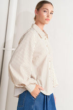 PINSTRIPE CHIC WOVEN TOP Flying Tomato